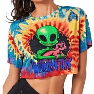 SHEIN Alien Tie-Dye Cropped Top